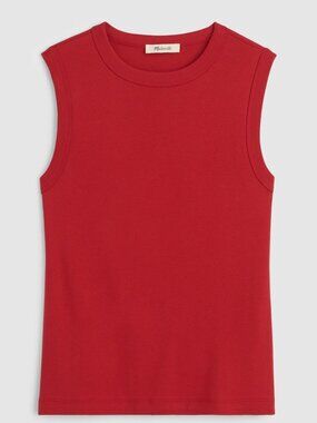 Madewell The '90s Crew Neck Tank in Compact Cotton Cherry Red